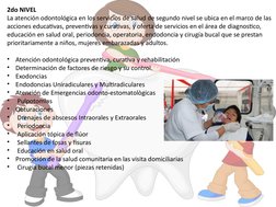 2do NIVEL
La atención odontológica en los servicios de salud de segundo nivel se ubica en el marco de las 
acciones educativa