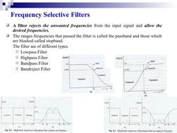 Frequency Selective Filters

A filter rejects the unwanted frequencies from the input signal and allow the 
desired frequenc