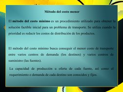 Método de Costo Mínimo en Transporte | PDF | Transporte | Economias