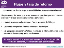 ICB Instituto de Capacitación Bursátil
www.icbargentina.com (http://www.icbargentina.com/)
Flujos y tasa de retorno
¿Entonces
