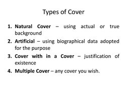 Types of Cover in Intelligence Operations | PDF | Undercover Operation ...