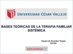 BASES TEÓRICAS DE LA TERAPIA FAMILIAR 
SISTÉMICA
Equipo de docentes Terapia 
familiar
