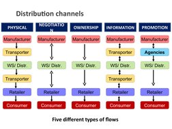 Distribution channels
Five different types of flows
Manufacturer
Consumer
Retailer
Transporter
WS/ Distr.
Transporter
PHYSICA