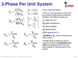 © 1996-2009 Operation Technology, Inc. – Workshop Notes: Load Flow Analysis
Slide 5
B
2
B
B
B
B
B
MVA
)
kV
(
Z
kV
3
kVA
I
B
a