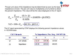 © 1996-2009 Operation Technology, Inc. – Workshop Notes: Load Flow Analysis
Slide 8
8.
603
j
38
.
60
Z
100
Z
%
pu
)
0382
.6j