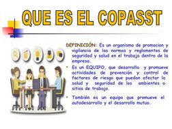 DEFINICIÓN: Es un organismo de promocion y 
vigilancia de las normas y reglamentos de 
seguridad y salud en el trabajo dentro