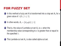 FOR FUZZY SET
