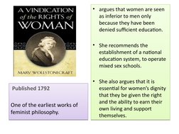 Published 1792
One of the earliest works of 
feminist philosophy.
 Published 1792
One of the earliest works of 
feminist phi