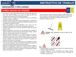 DESCONCHE Y PRE LAVADO
INSTRUCTIVO DE TRABAJO
FORMA SEGURA DE OPERAR
•
Al comenzar su labor aplicar ART / HCR y los 3 chequeo