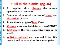 Class 7 Computer: Chapter 3 - Viruses | PDF | Computer Virus ...