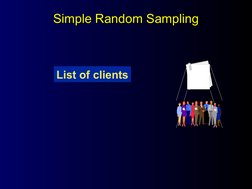Simple Random Sampling
Simple Random Sampling
List of clients
