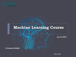 Machine Learning Course
Ing 4 SI, 2022
03/01/2022
1
Pr. Khadija SLIMANI
