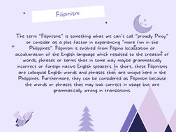 Understanding Filipinism Examples | PDF | Linguistics | Languages