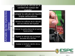 FECHA ÚLTIMA REVISIÓN: 13/12/11
VERSIÓN: 1.0
CÓDIGO: SGC.DI.260
Armado de los inyectores 
Denso
Colocamos la válvula en la 
c