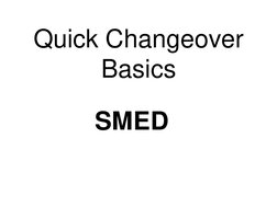 Quick Changeover 
Basics
SMED
