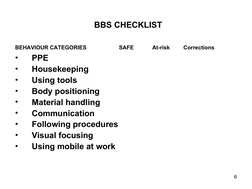 Bbs Checklist.pdf Behavior Based Safety Overview | PDF | Safety | Risk