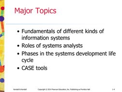 Kendall & Kendall
Copyright © 2014 Pearson Education, Inc. Publishing as Prentice Hall
1-4
Major Topics
• Fundamentals of dif