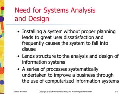 Kendall & Kendall
Copyright © 2014 Pearson Education, Inc. Publishing as Prentice Hall
1-5
Need for Systems Analysis 
and Des