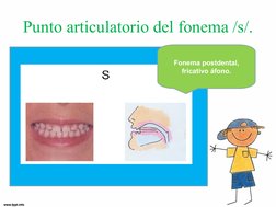 Punto articulatorio del fonema /s/.
Fonema postdental, 
fricativo áfono.
