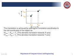 Department of Computer Science and Engineering
28-09-2021
5
This translation is achieved by adding the translation coordinate