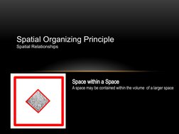 Spatial Organizing Principle 
Spatial Relationships
Space within a Space
A space may be contained within the volume  of a lar
