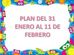PLAN DEL 31 ENERO AL 11 DE FEBRERO 
