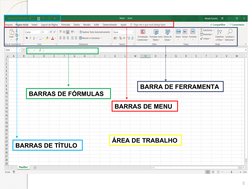 5
BARRAS DE MENU
BARRAS DE TÍTULO
BARRAS DE FÓRMULAS
ÁREA DE TRABALHO
BARRA DE FERRAMENTA
