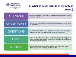 • Anything important and directly relevant to the question you are 
trying to answer. 
RELEVANCE
• Things you find difficult