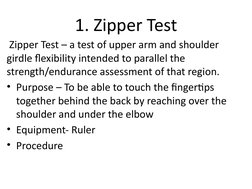 Zipper Test for Shoulder Flexibility | PDF | Human Anatomy ...