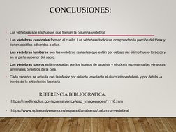 CONCLUSIONES:
•
https://medlineplus.gov/spanish/ency/esp_imagepages/1116.htm
•
https://www.spineuniverse.com/espanol/anatomia