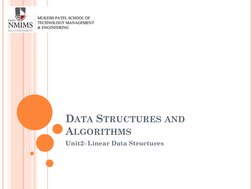 DATA STRUCTURES AND
ALGORITHMS
Unit2- Linear Data Structures
