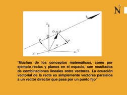 COMBINACION 
LINEAL
“Muchos de los conceptos matemáticos, como por
ejemplo rectas y planos en el espacio, son resultados
de c