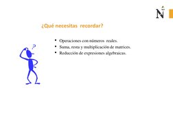 ¿Qué necesitas  recordar?
• Operaciones con números  reales.
• Suma, resta y multiplicación de matrices.
• Reducción de expre