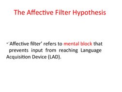 Affective Filter Hypothesis Explained | PDF | Second Language ...