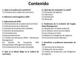 Contenido
1. ¿Qué es la cadena de suministro?
1.1 Procesos de la cadena de suministro
2. Diferencia entre logística y SCM
3.