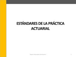 ESTÁNDARES DE LA PRÁCTICA 
ACTUARIAL
Tópicos Avanzados de Actuaría I
1
