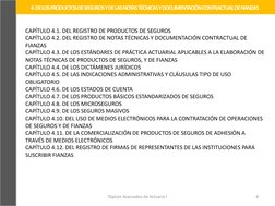 Tópicos Avanzados de Actuaría I
6
4. DE LOS PRODUCTOS DE SEGUROS Y DE LAS NOTAS TÉCNICAS Y DOCUMENTACIÓN CONTRACTUAL DE FIANZ