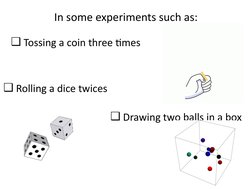 In some experiments such as:
❑Tossing a coin three times
❑Rolling a dice twices
❑Drawing two balls in a box

