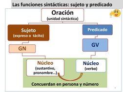 Las funciones sintácticas: sujeto y predicado
Concuerdan en persona y número
6