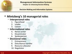 12.9
Copyright © 2014 Pearson Education, Inc.  
Management Information Systems
Chapter 12: Enhancing Decision Making
• Mintzb