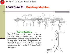∬
Dr. Mohammad Salah – Mechatronics
Exercise #3:
 
Batching Machine
Control Problem
The PLC task is to control a simple 
mach