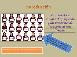 Introducción
La semántica 
estudia el significado
y las relaciones de
los signos de una 
lengua
Las palabras que comparten al