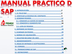 1.-EL FOLIO RAF…………………………………………………………..……...….4
2.-VERIFICAR LA RESERVA DEL CONTRATO……………………………….5
3.-GENERAR PEDIDOS..………………