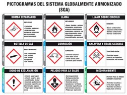 BOMBA EXPLOTANDO 
LLAMA
LLAMA SOBRE CIRCULO 
BOTELLA DE GAS
CORROCIÓN 
CALAVERA Y TIBIAS CUZADAS 
SIGNO DE EXCLAMACIÓN
PELIGR
