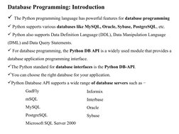 Python Database Programming Overview | PDF | Databases | Sql