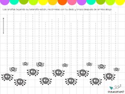 Las arañas tejiendo su telaraña están, recórrelas con tu dedo y traza después de arriba abajo.
