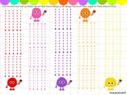 Los monstruos han pintado de arriba hacia abajo y de abajo hacia arriba, sigue la línea discontinua
