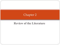 Review of the Literature
Chapter 2
