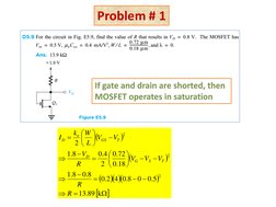 MOSFET Problem Set and Solutions | PDF | Field Effect Transistor ...