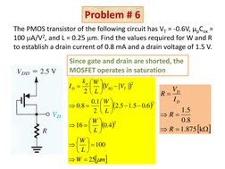 MOSFET Problem Set and Solutions | PDF | Field Effect Transistor ...